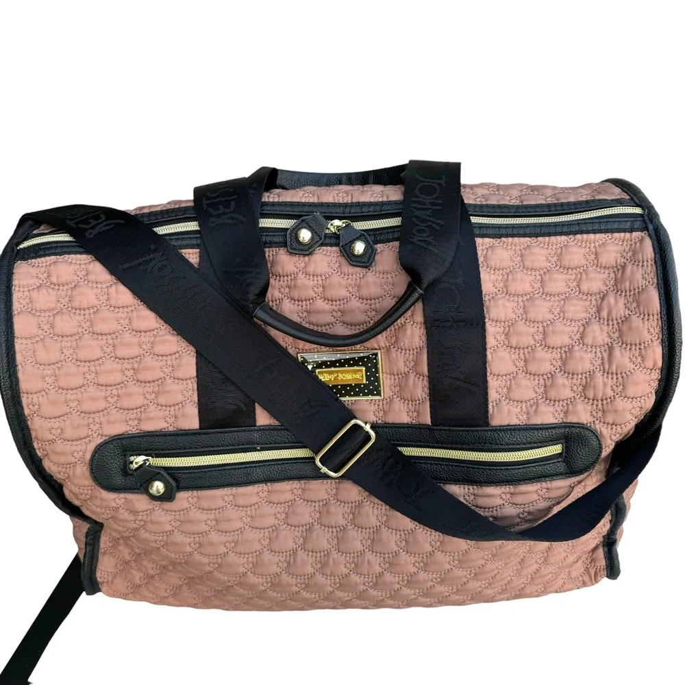 Betsy Johnson Quilted Travel Baby Duffle Bag